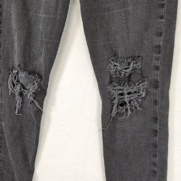 Joe's Jeans Sz 29 Black Denim High Rise Skinny Ankle Destroyed Raw Hem Stretch - Picture 4 of 6